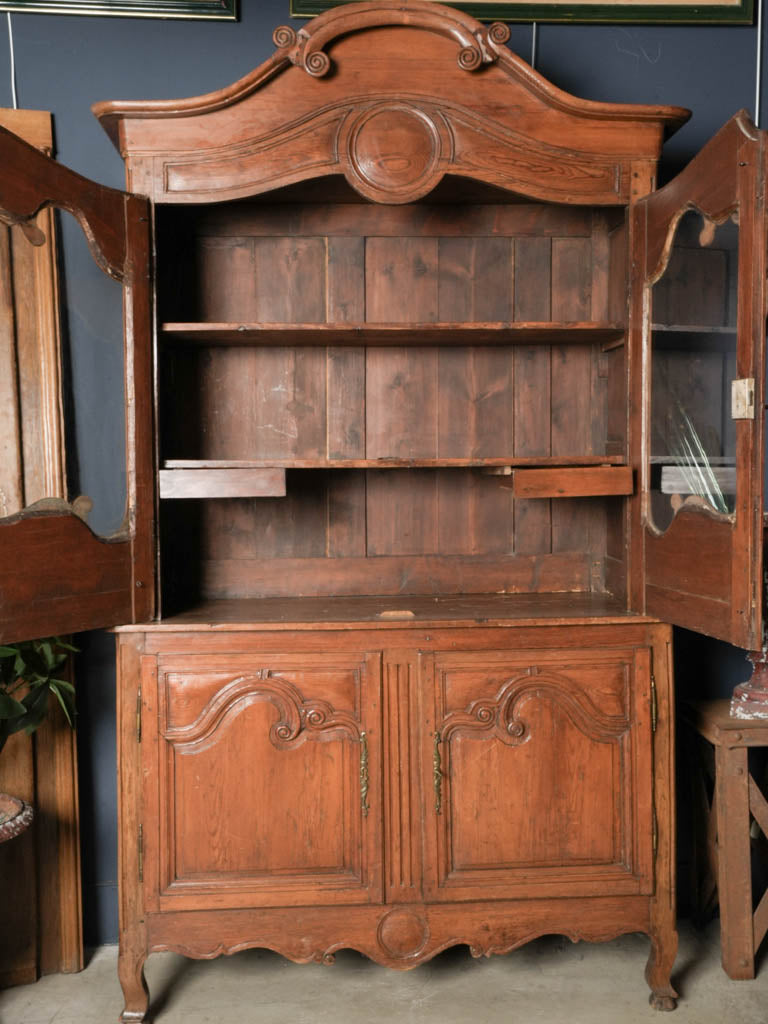 Early 19th-Century Beautiful Provençal Walnut Two-Part Buffet w/ Vitrine - 92½"