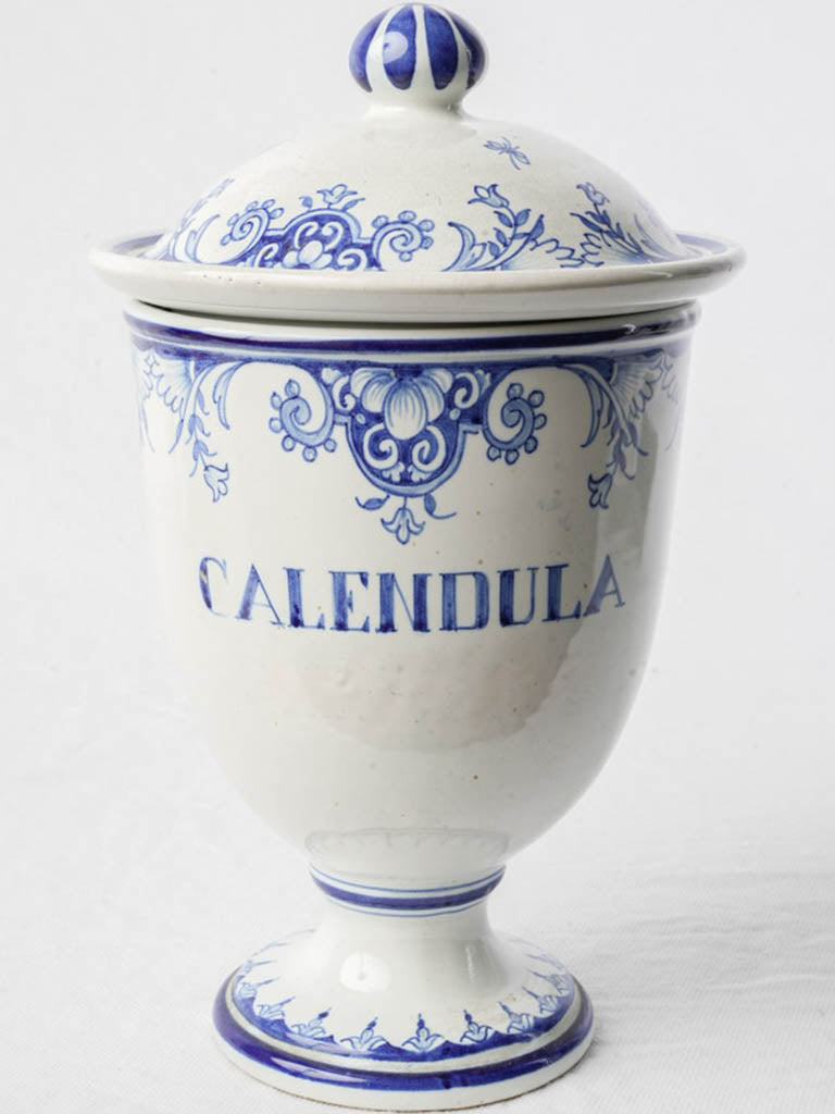 Mid 20th Century French Faience Apothecary Jar - Calendula - 10¼"