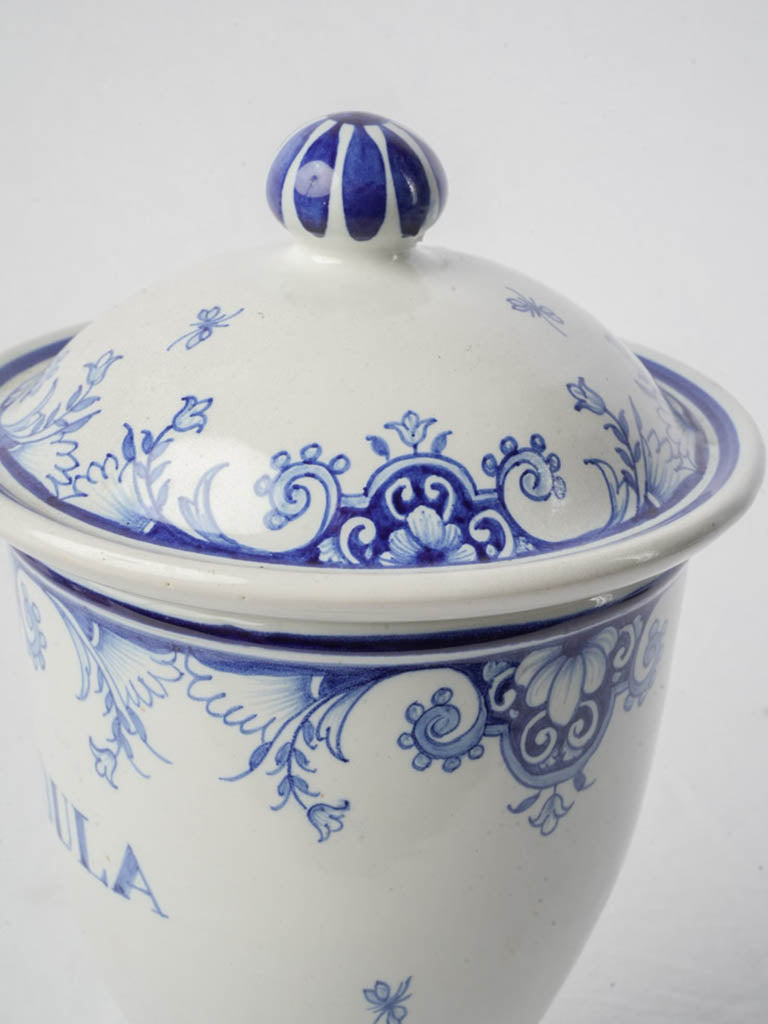 Mid 20th Century French Faience Apothecary Jar - Calendula - 10¼"