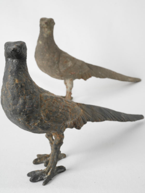 Vintage cast iron Pheasant sculptures