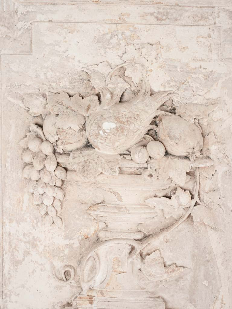 Pair of large salvaged sculptural panels w/ white patina 32¼" x 22½"