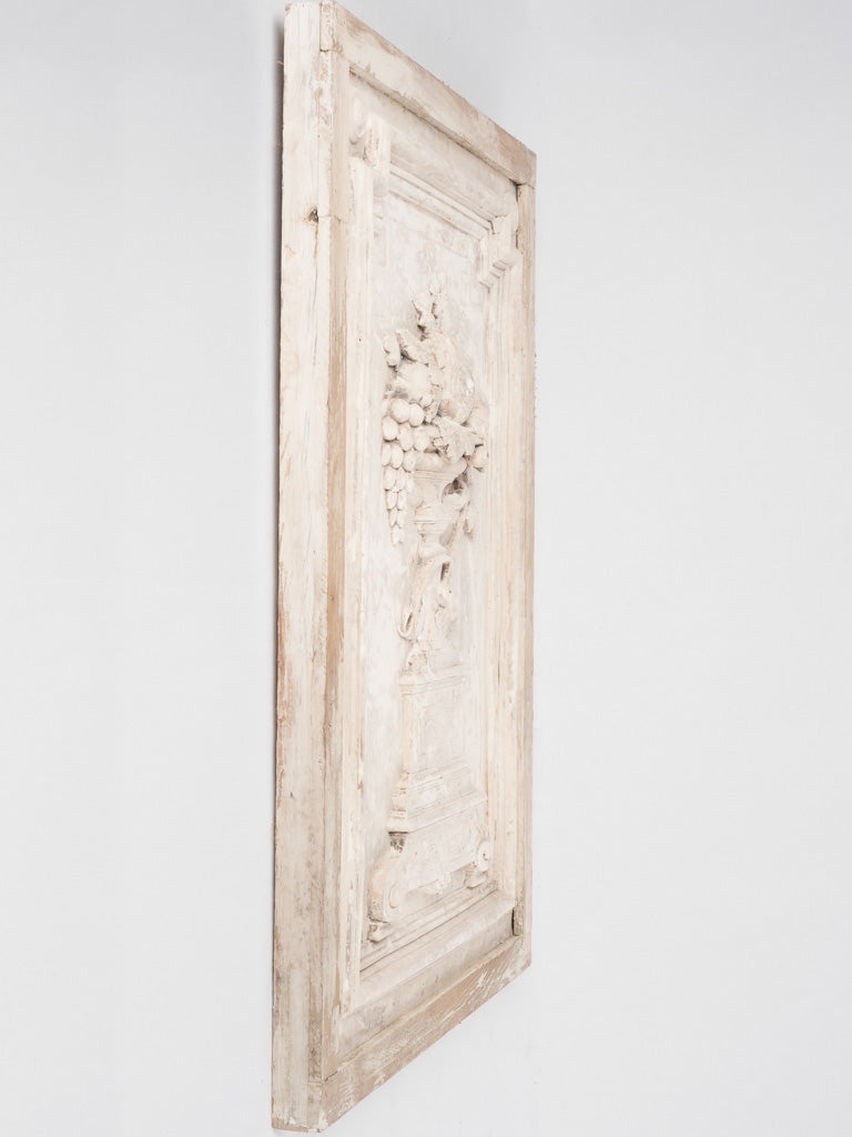 Pair of large salvaged sculptural panels w/ white patina 32¼" x 22½"