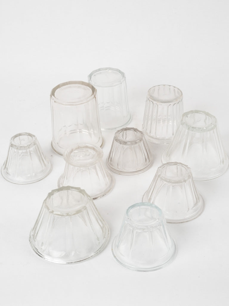 Distressed finish antique French glassware
