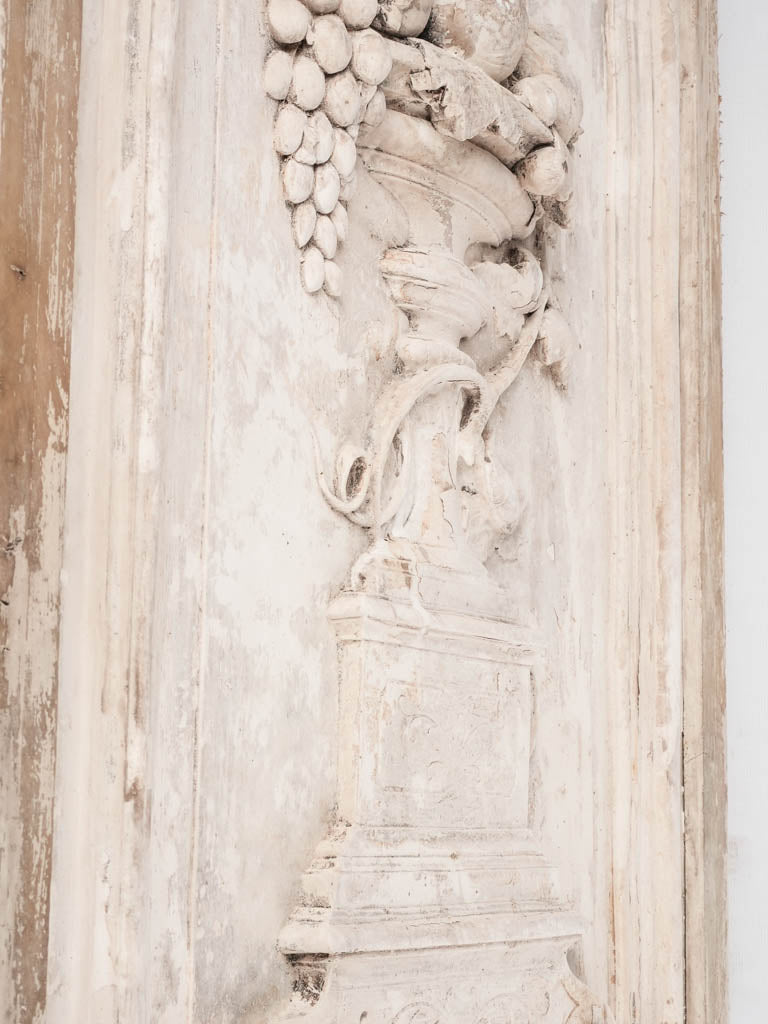 Pair of large salvaged sculptural panels w/ white patina 32¼" x 22½"