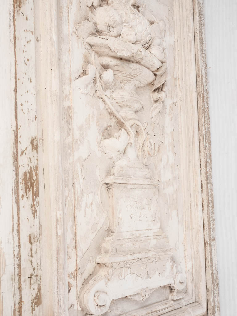 Pair of large salvaged sculptural panels w/ white patina 32¼" x 22½"