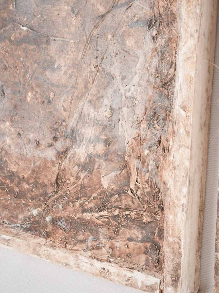Pair of large salvaged sculptural panels w/ white patina 32¼" x 22½"