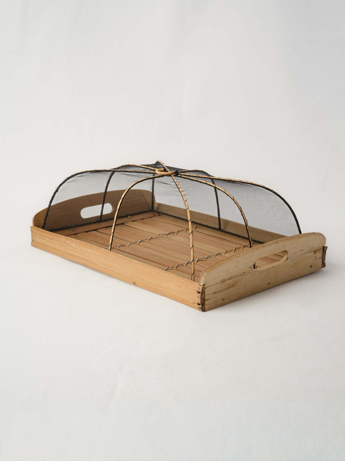 Vintage French Woden Tray with Mesh Lid