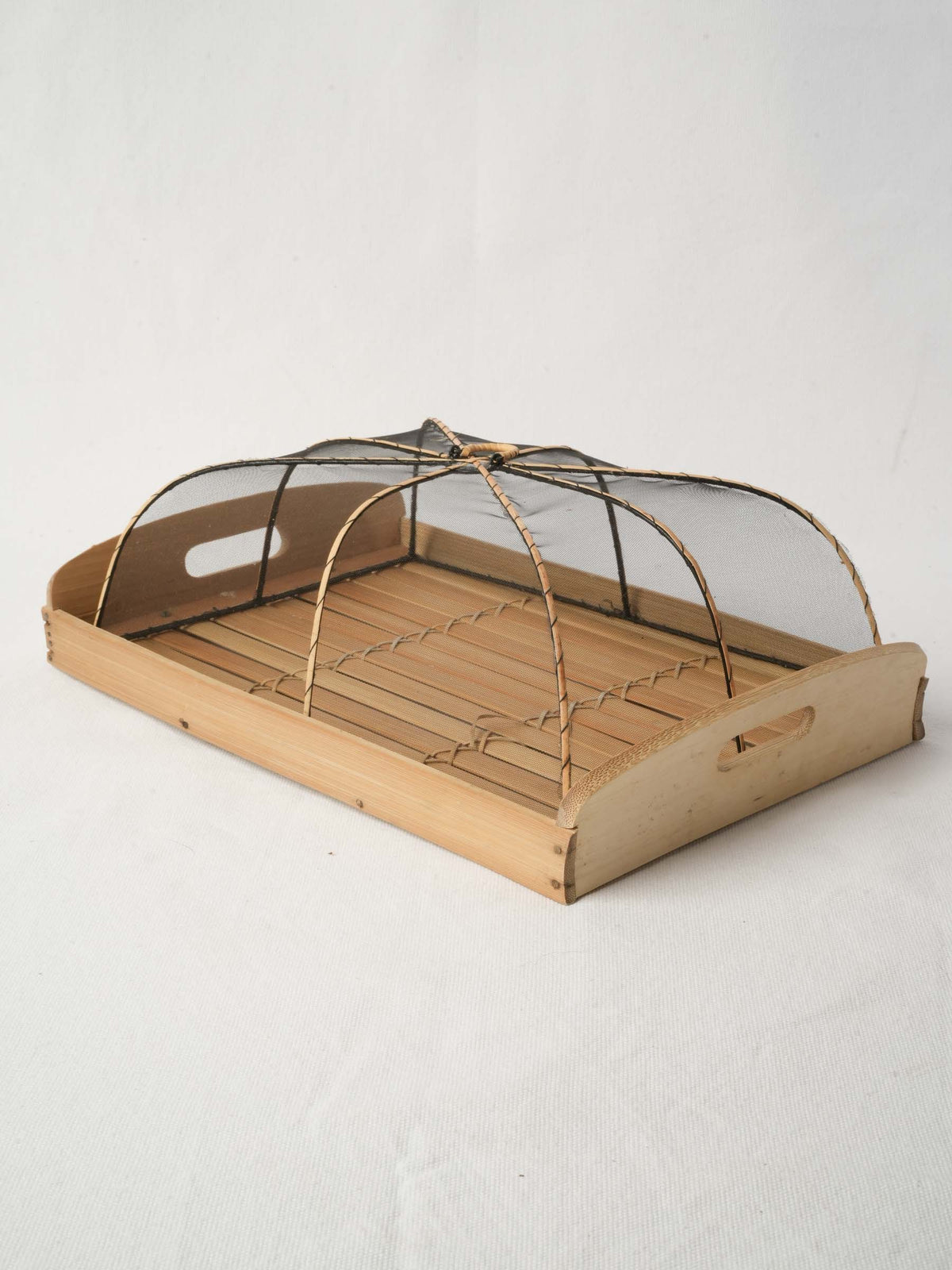 Vintage French Woden Tray with Mesh Lid
