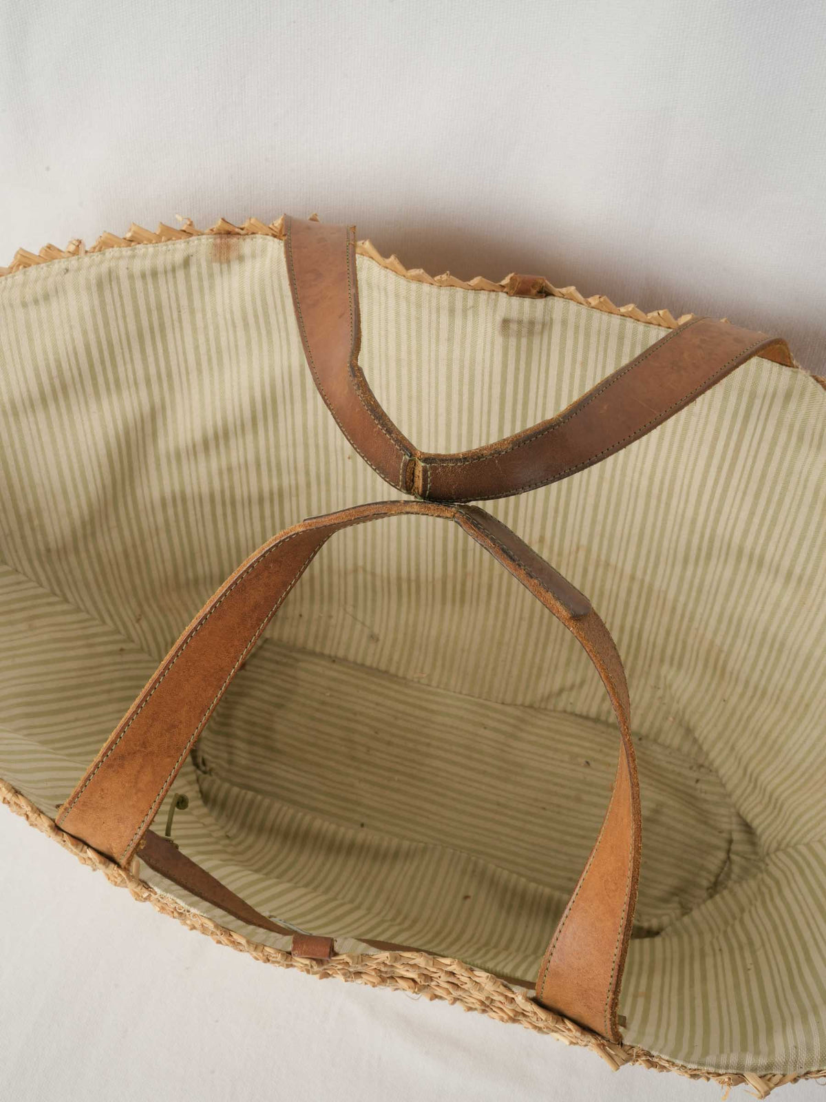Large Natural Raffia Market Bag With Leather Handles - 28¾"