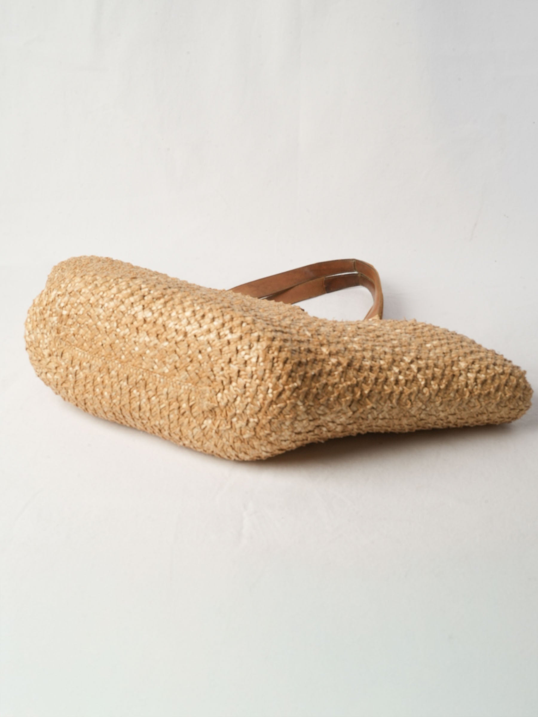 Large Natural Raffia Market Bag With Leather Handles - 28¾"