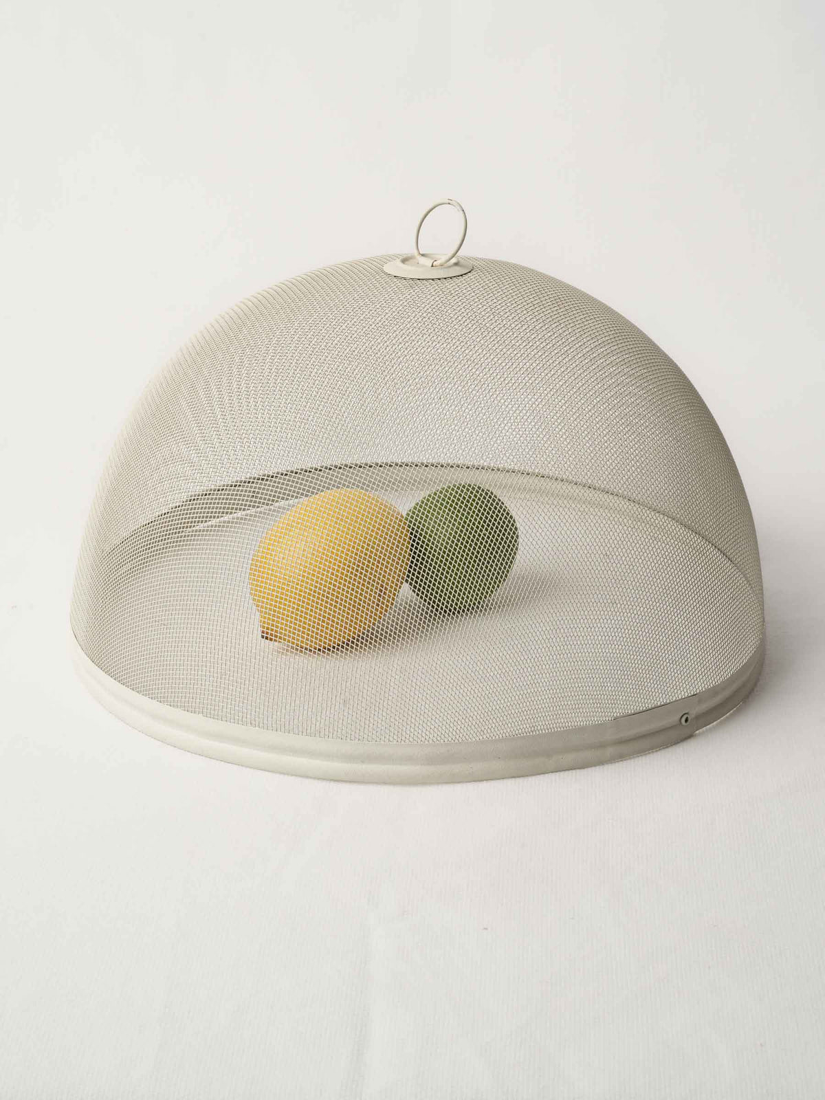 Round Metal Mesh Food Cloche with Chalky White Finish 11¾"