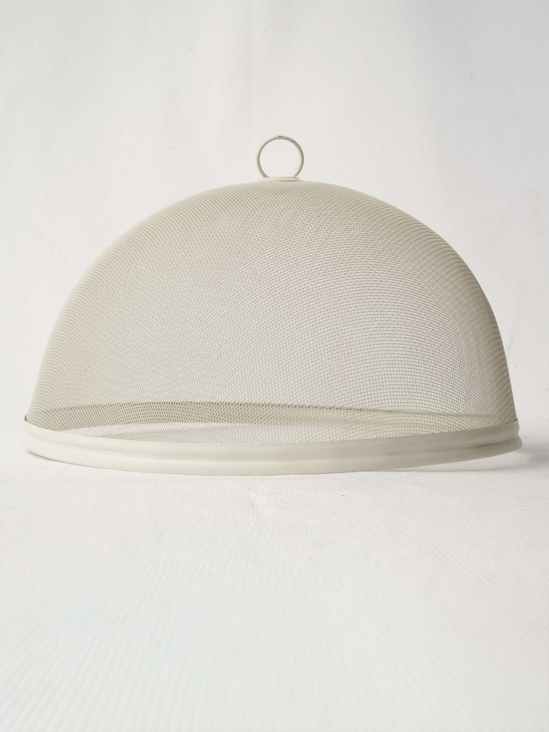 Round Metal Mesh Food Cloche with Chalky White Finish 11¾"