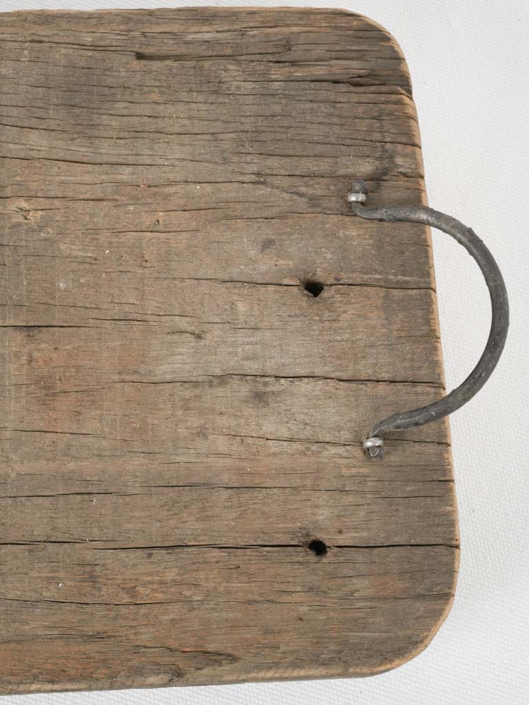 Weathered hardwood iron-handled cutting boards