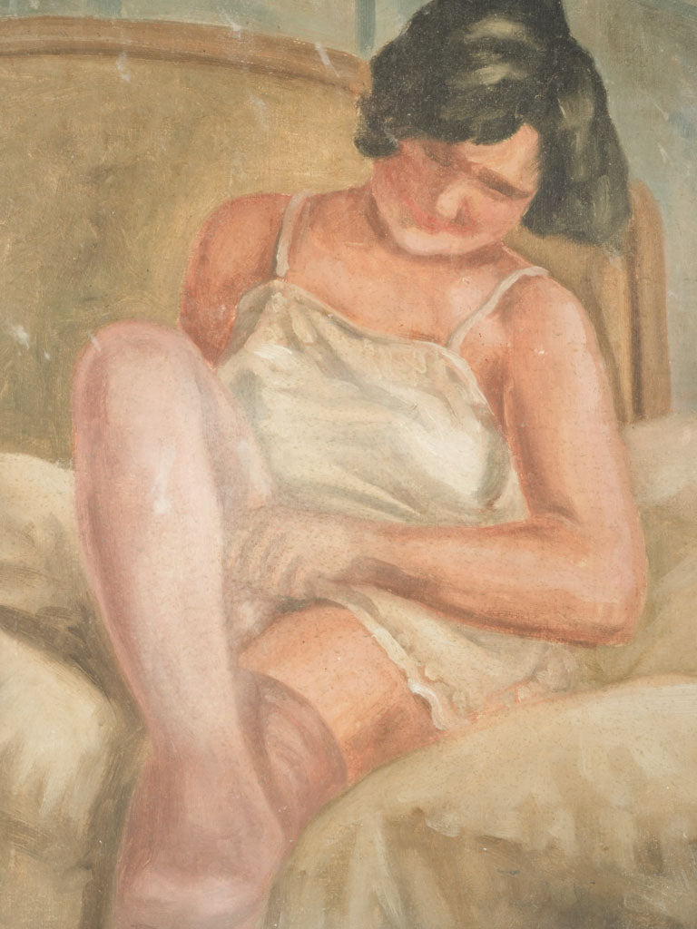 Authentic 1920s bedroom oil painting