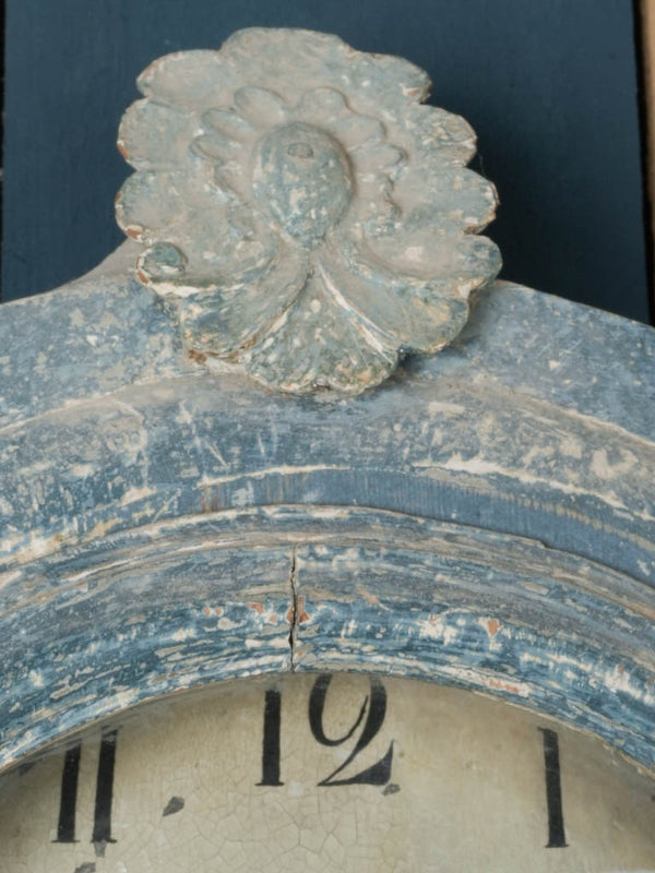 Blue-painted, vintage, Swedish Mora grandfather clock