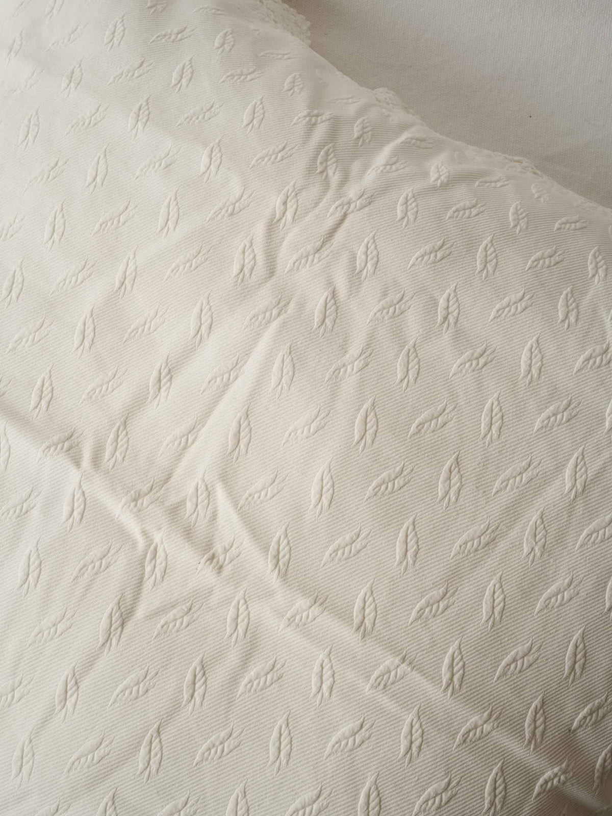 Large Square French Pillowcase w/ White Embroidery & Crochet Lace Border 23¾"