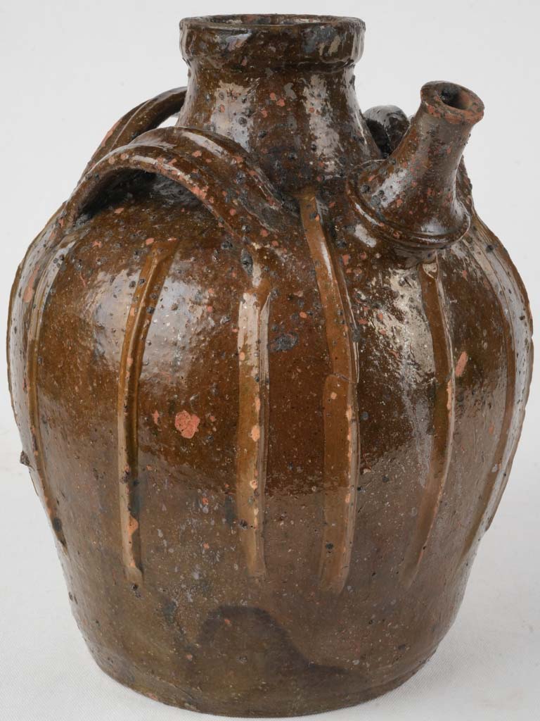 Vintage dark brown ceramic jar  