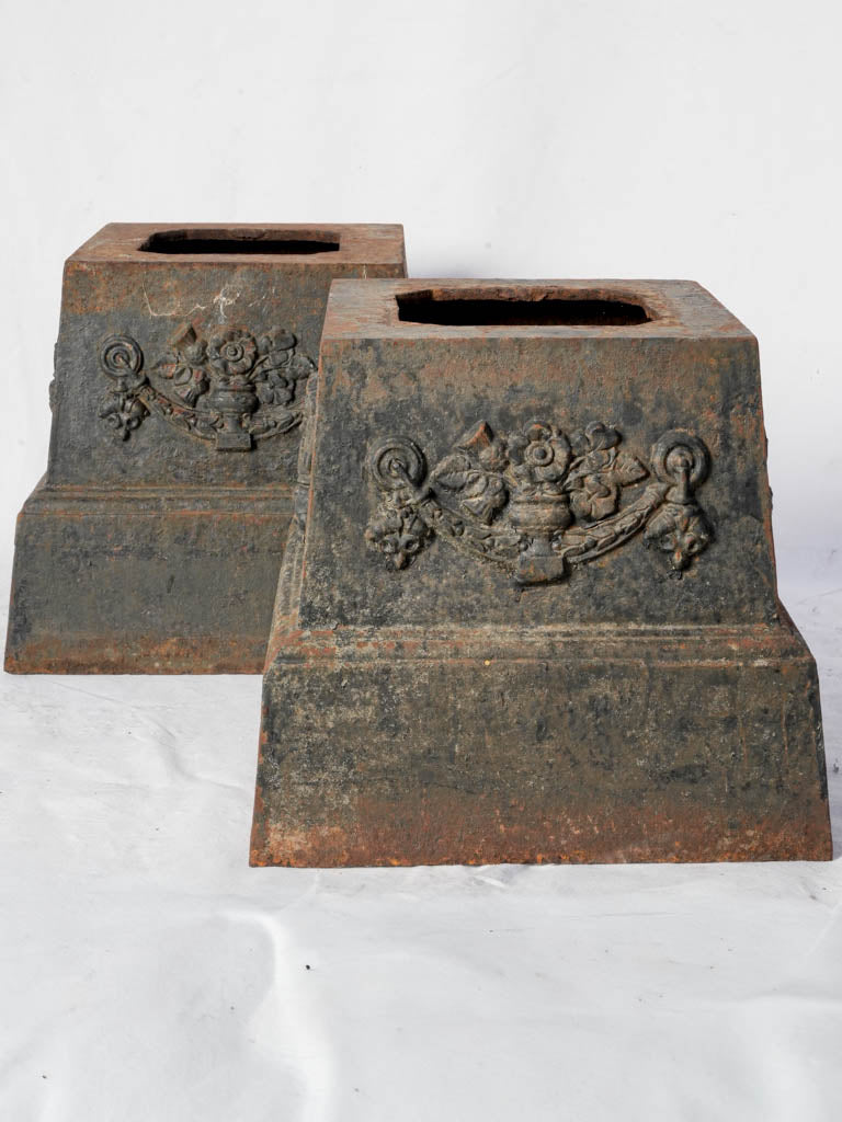 Pair of Late 19th Century French Cast-Iron Neoclassical Garden Pedestals - 14¼"