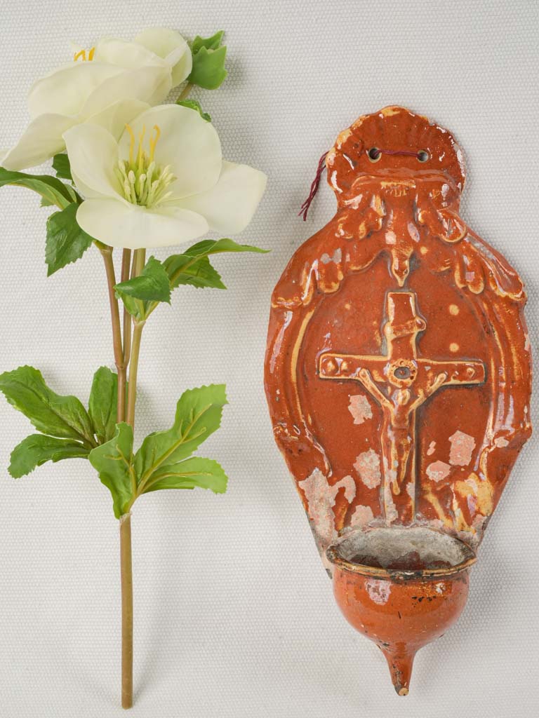 Rustic 19th-century crucifix plaque