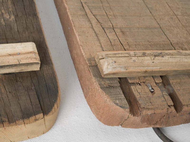 Vintage timeworn footed cutting boards