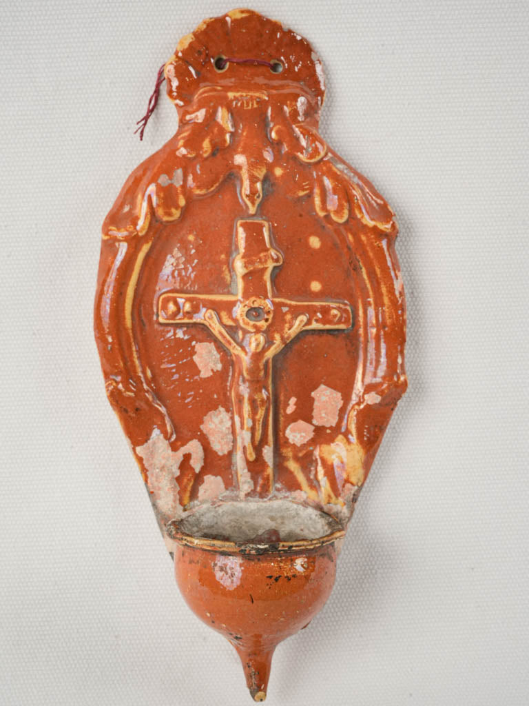 Patinated decorative wall-mounted ceramic