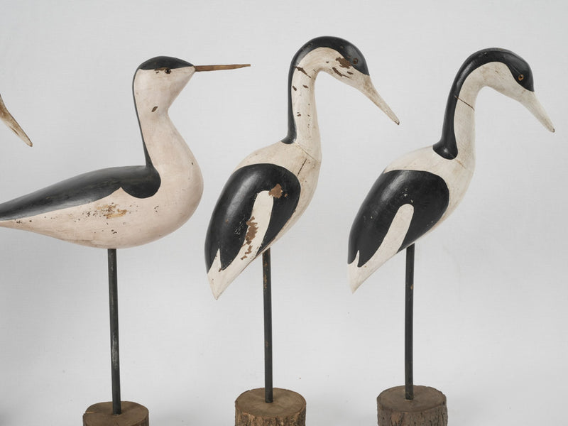 Artisanal Wooden Coastal Bird Statuettes