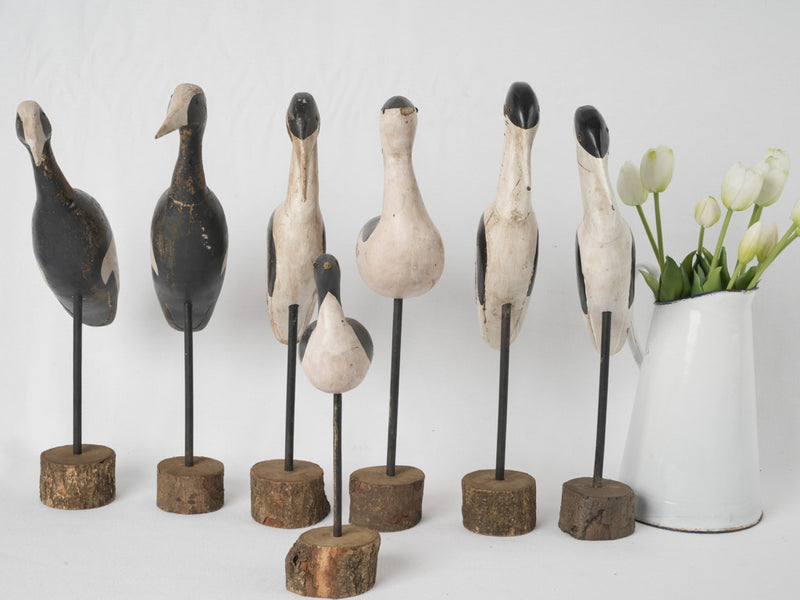 Weathered Wood Coastal Bird Sculptures