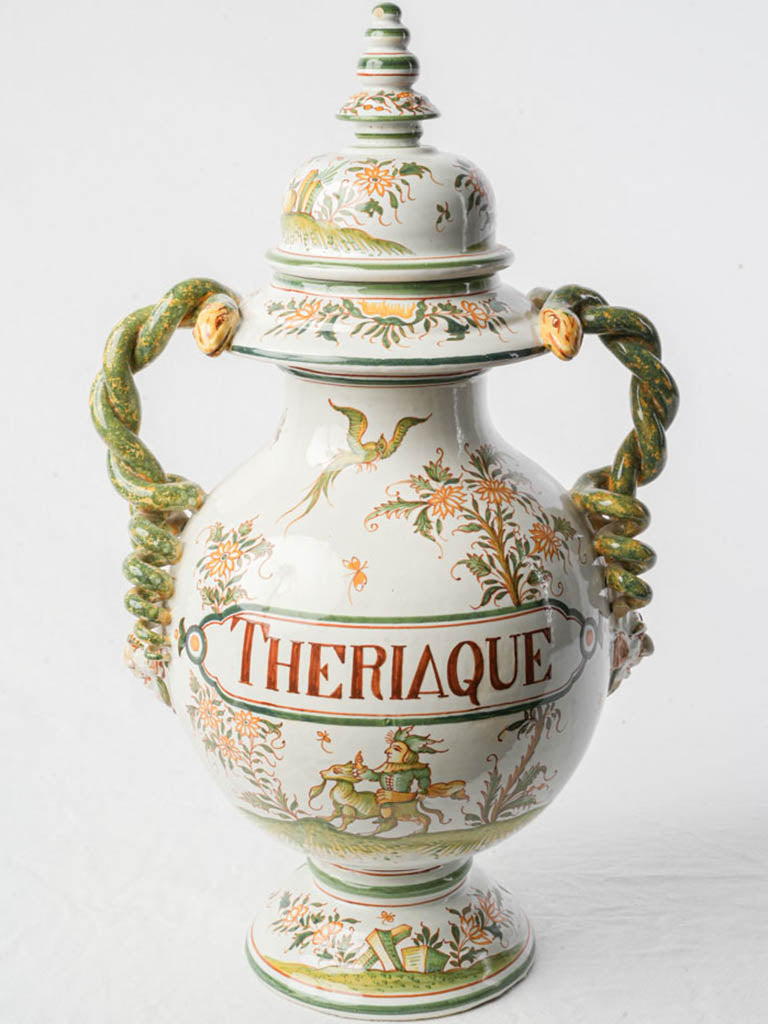 Mid-20th-Century Renaissance-Style Apothecary Jar w/ Serpent Handles - 18"