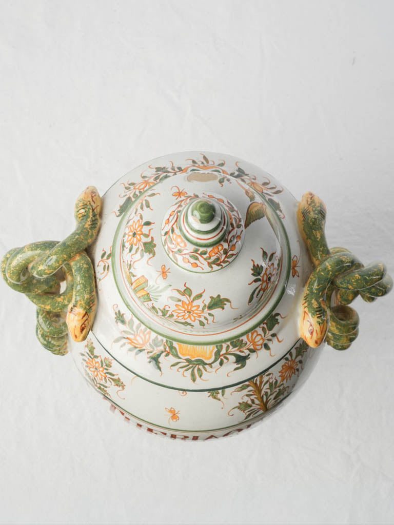 Mid-20th-Century Renaissance-Style Apothecary Jar w/ Serpent Handles - 18"