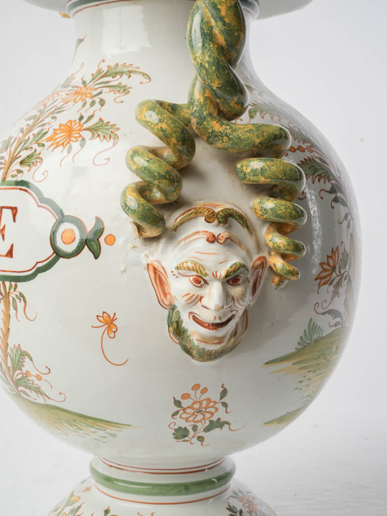 Mid-20th-Century Renaissance-Style Apothecary Jar w/ Serpent Handles - 18"