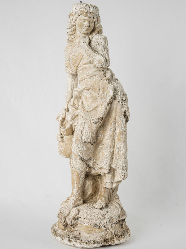 Antique weathered draped lady sculpture