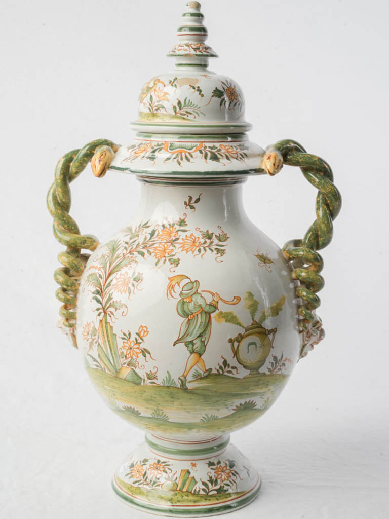 Mid-20th-Century Renaissance-Style Apothecary Jar w/ Serpent Handles - 18"
