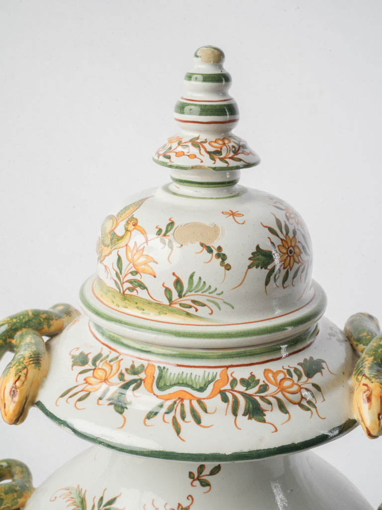 Mid-20th-Century Renaissance-Style Apothecary Jar w/ Serpent Handles - 18"