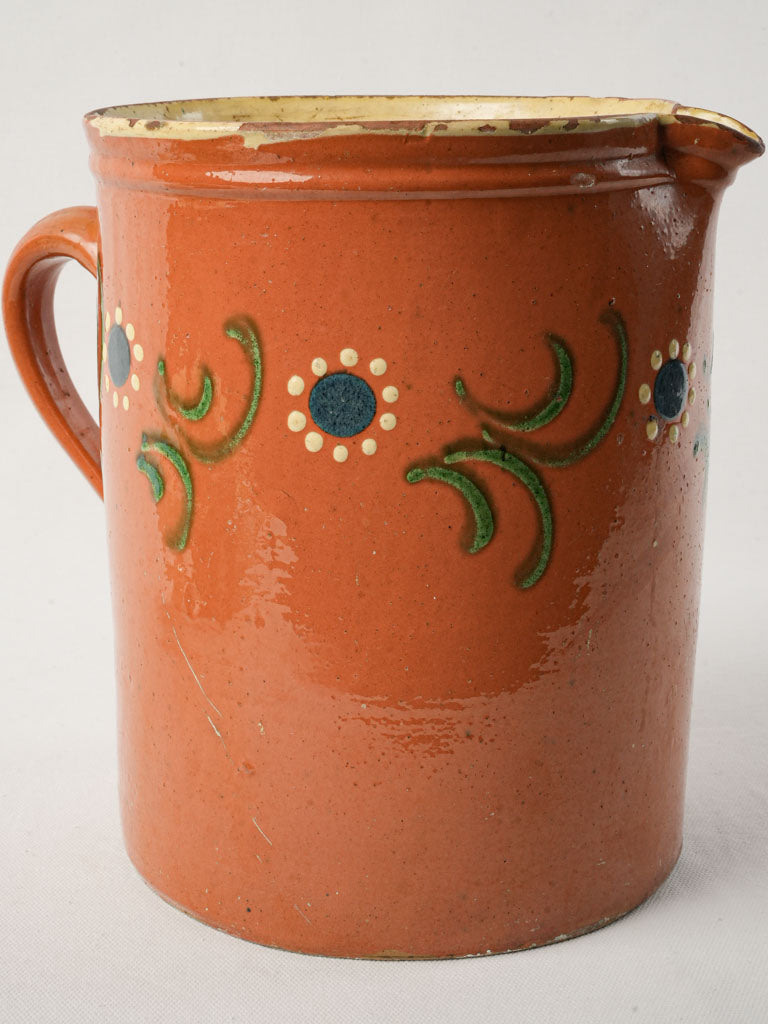 Rustic large glazed milk pitcher  