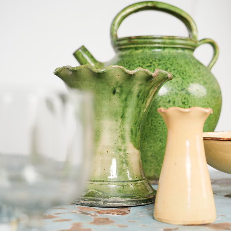 Provincial green French ceramic vessels