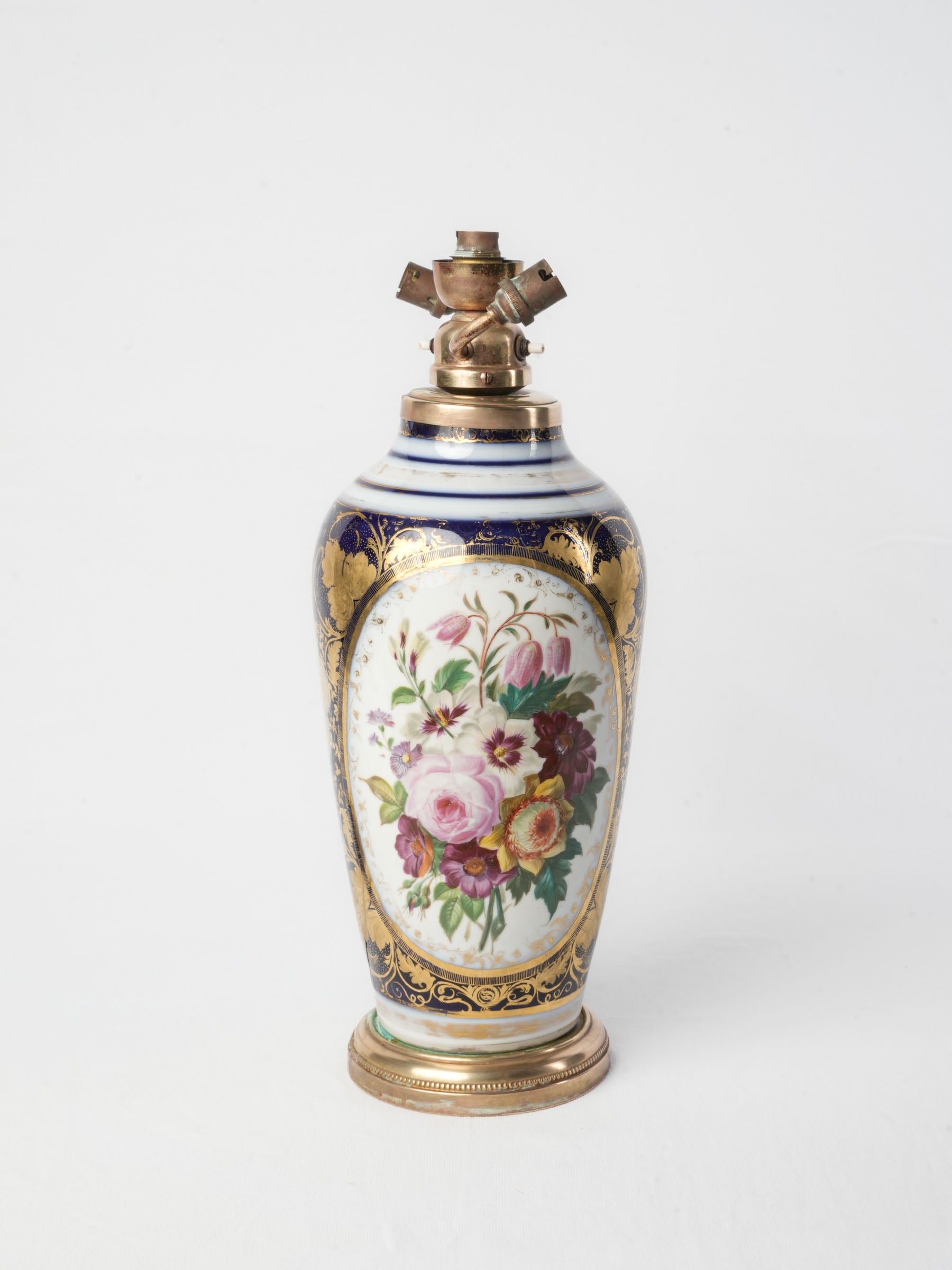 Antique French ornate porcelain lamp  