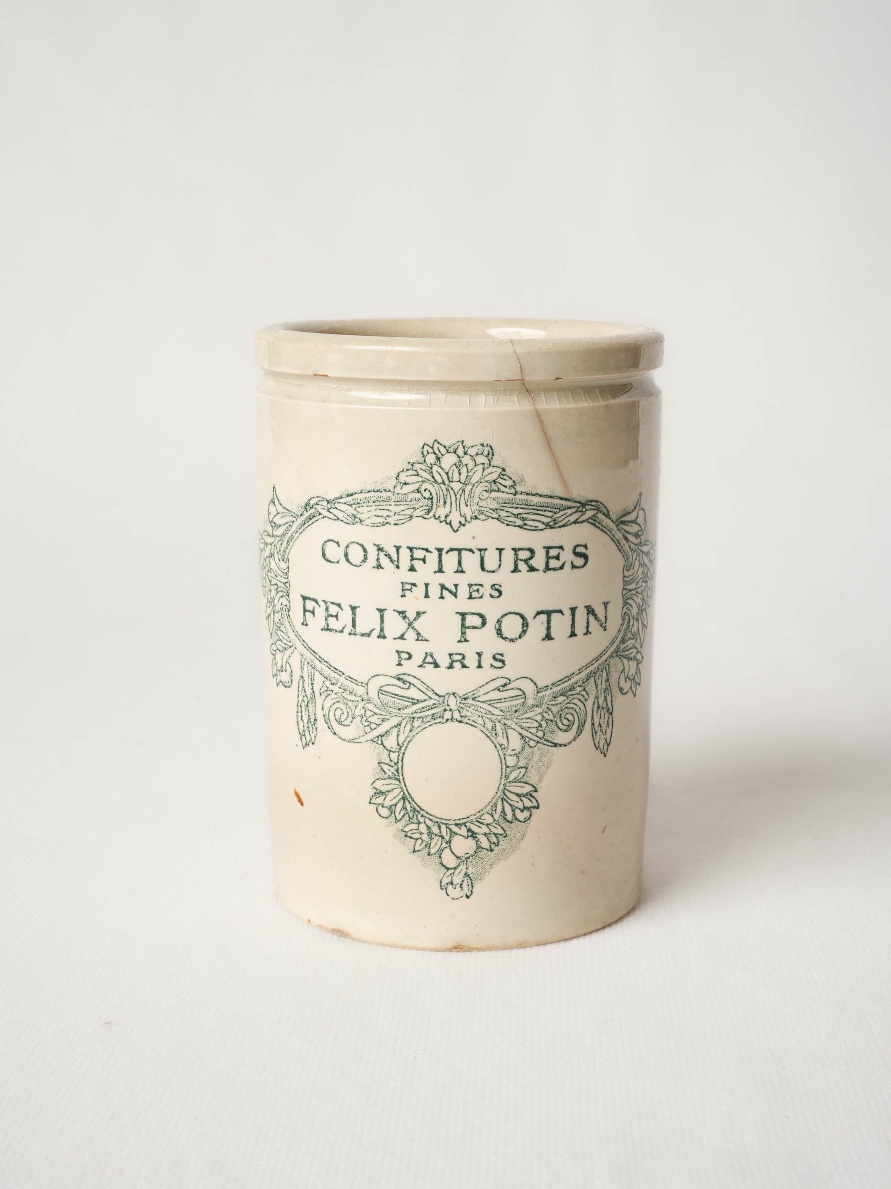 Antique French Faience Jam Pot - Felix Potin