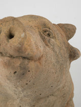 Cute weathered patina pig sculpture