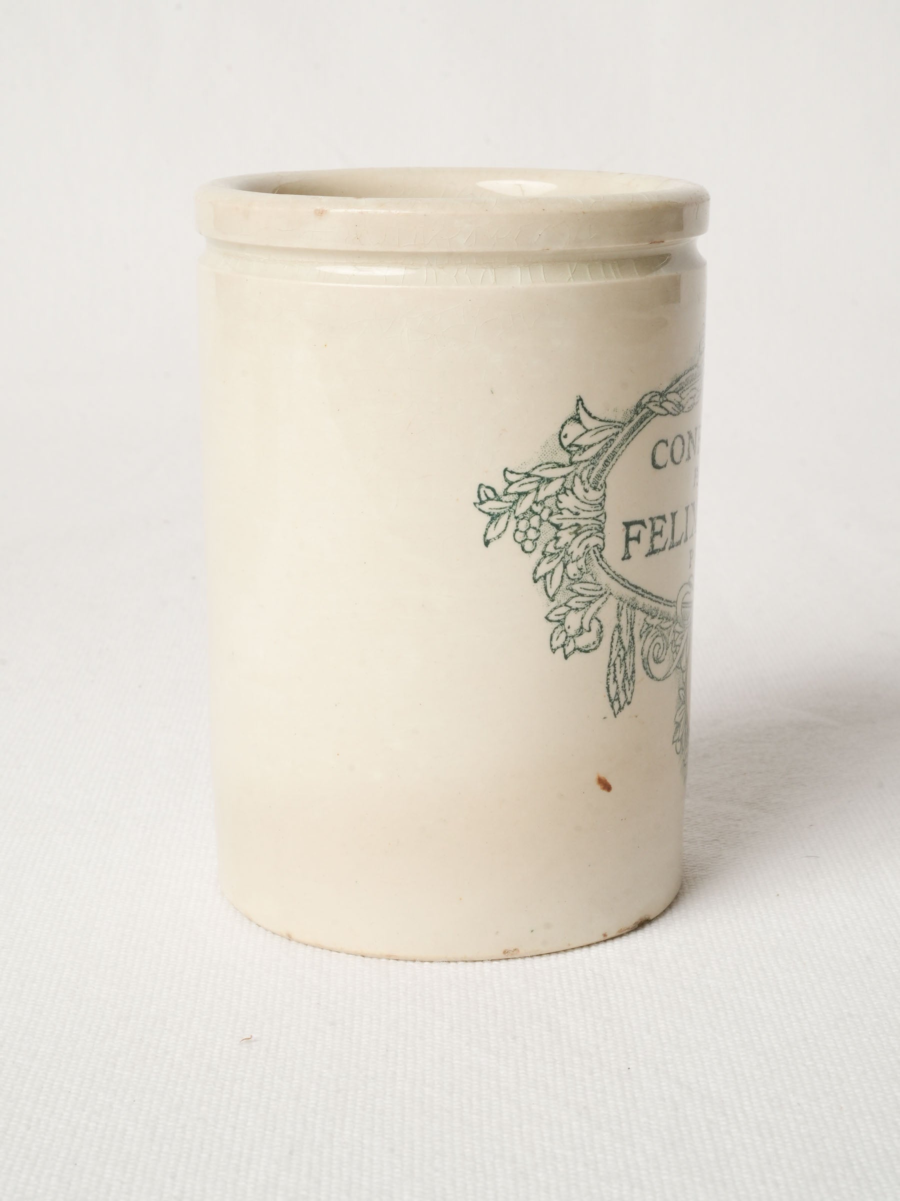 Antique French Faience Jam Pot - Felix Potin