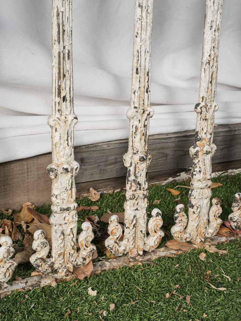 Sculptural Console Assembled from 1900s Cast-Iron Balcony Elements with Marble Top - 61"