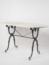 Antique French oval garden table w/ marble 47¾"
