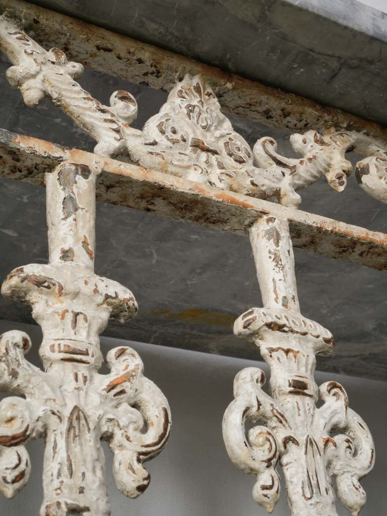 Sculptural Console Assembled from 1900s Cast-Iron Balcony Elements with Marble Top - 61"