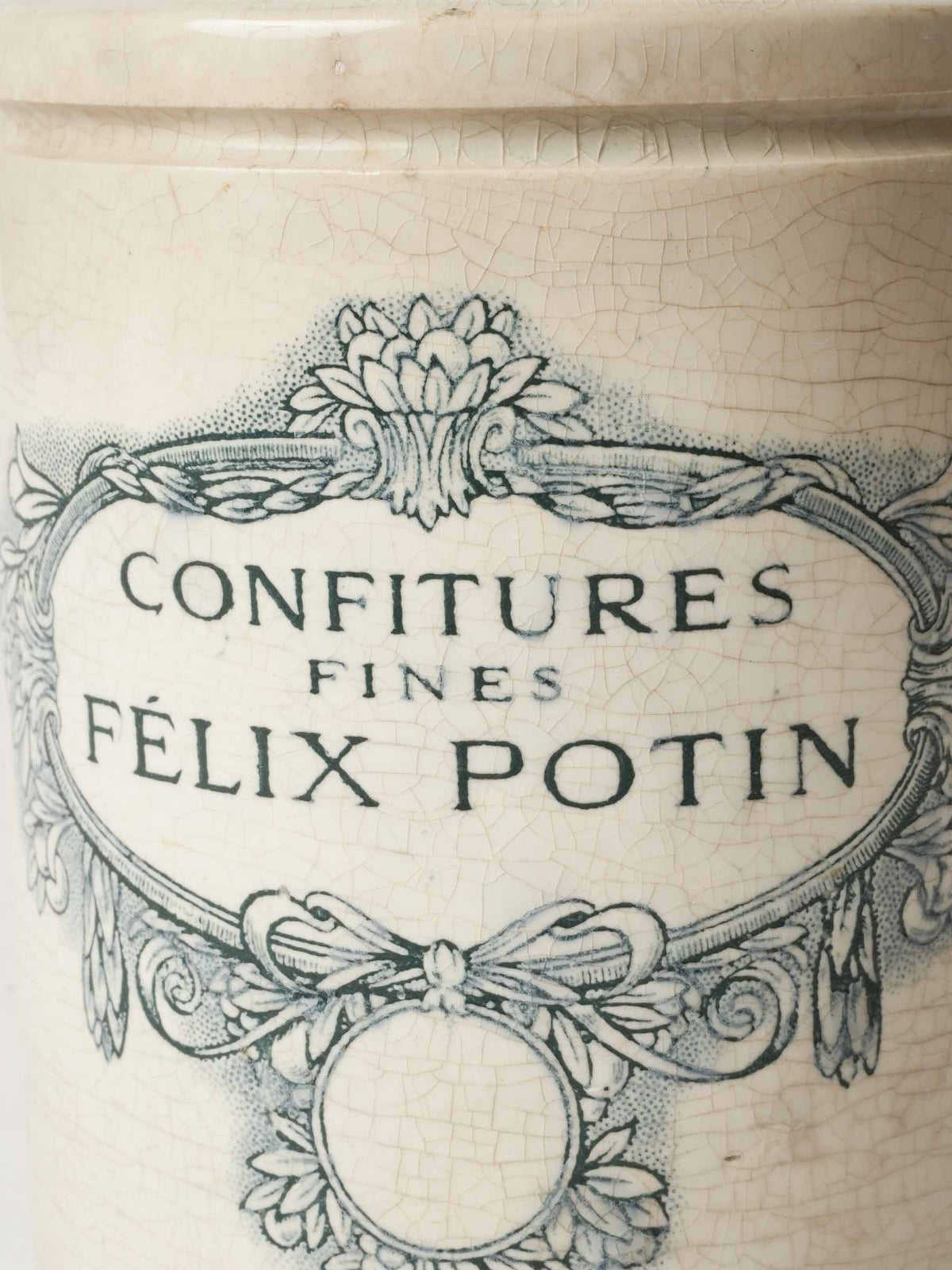 Antique French Faience Jam Jar Félix Potin - Paris 6¼"