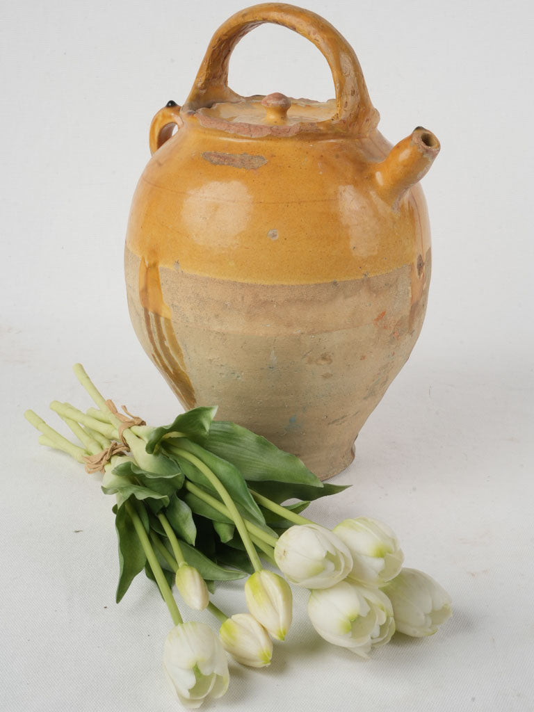 Historical half-glazed ocher ewer