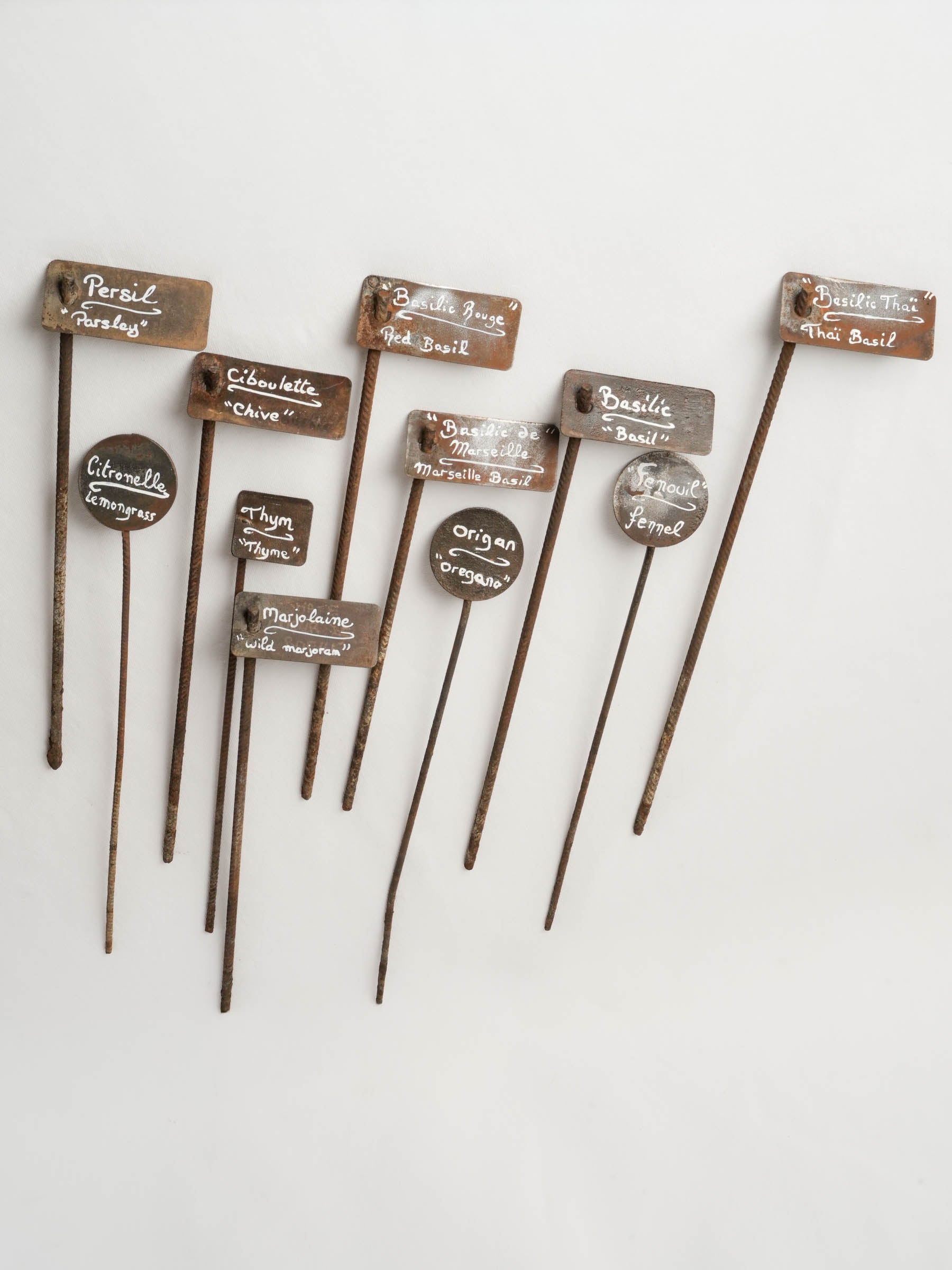 Collection of 11 handmade garden label spikes