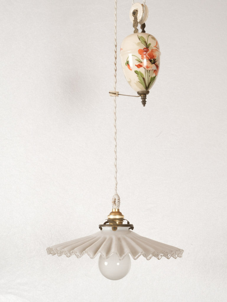 Antique French opaline pendant light