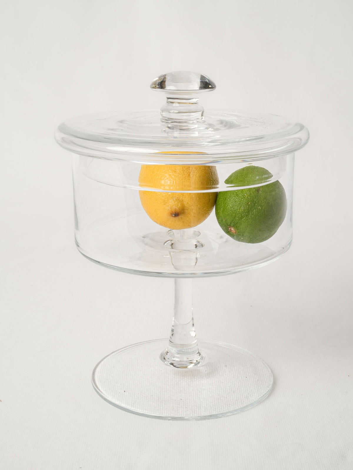 Footed Blown Glass Candy Jar w/ Lid 10¼"