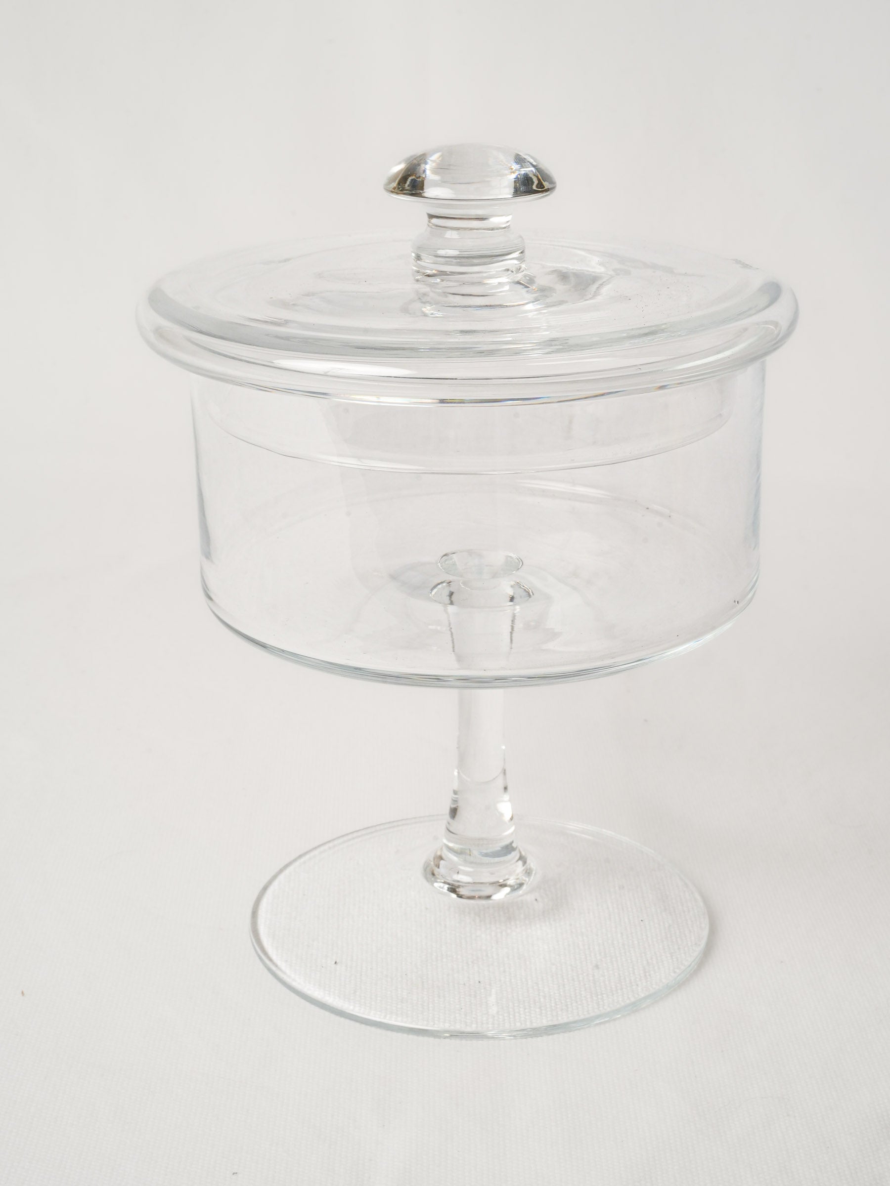Footed Blown Glass Candy Jar w/ Lid 10¼"
