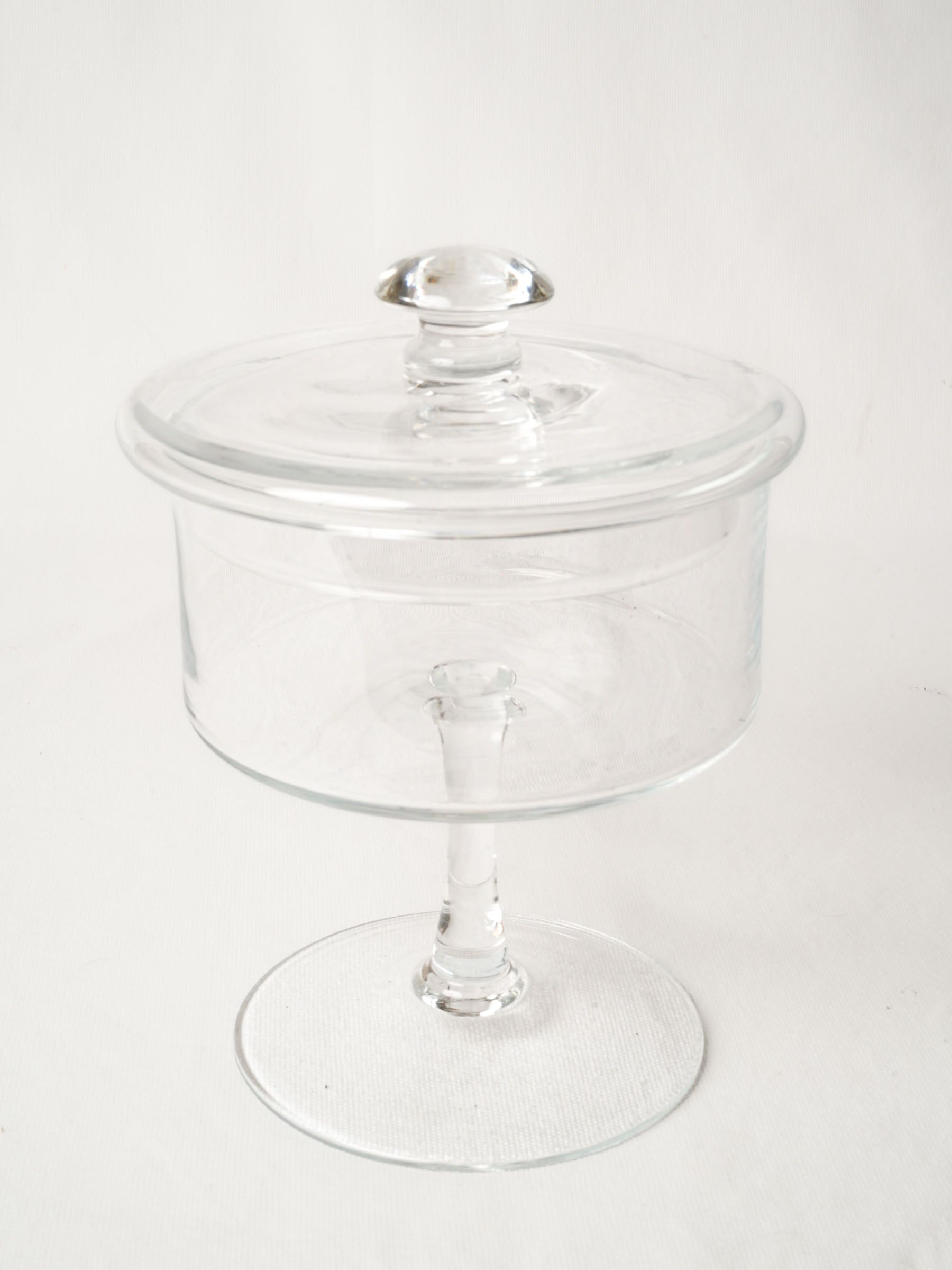 Footed Blown Glass Candy Jar w/ Lid 10¼"