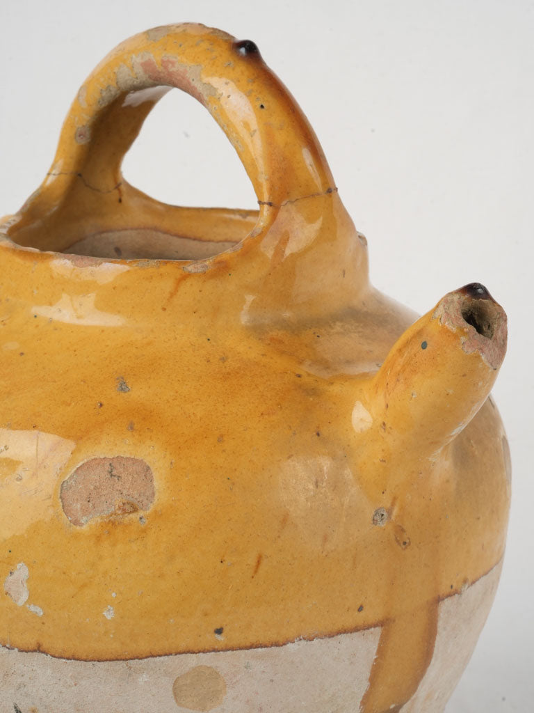 Rustic yellow ceramic gargoulette  